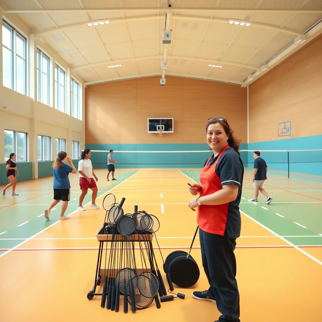 バドミントンを楽しむ友達のグループ